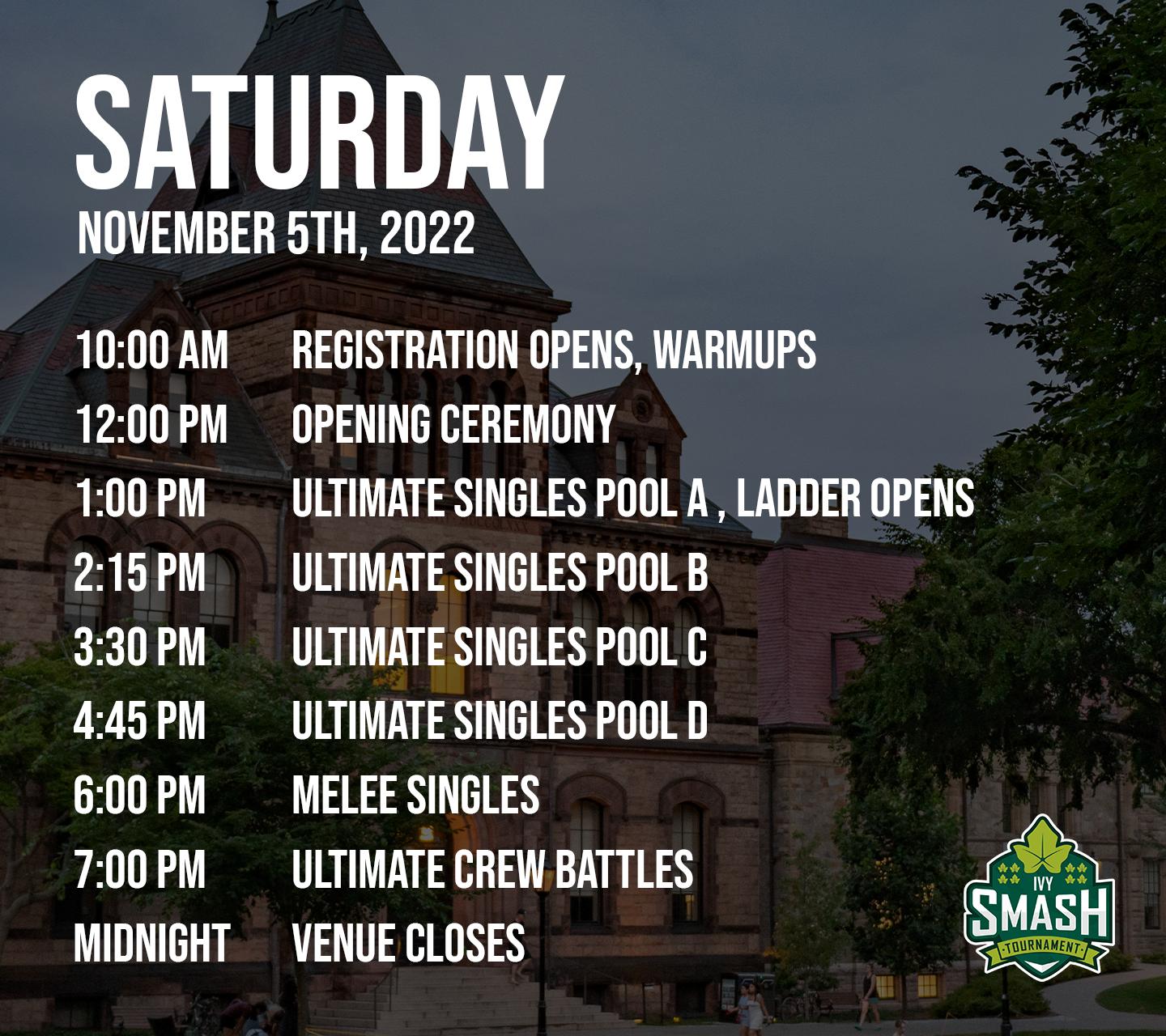 Saturday schedule